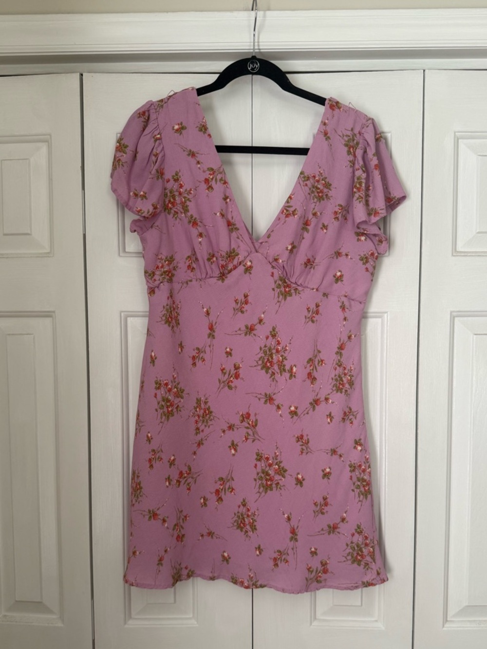 Wild Fable Women’s Pink and Floral Flowy Short Sleeve Dress Size Large
